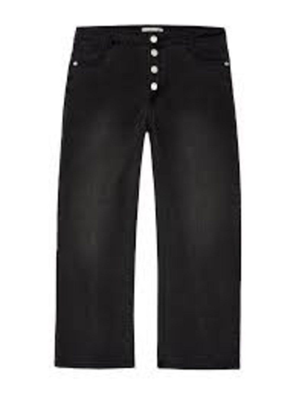 Girls Black Wide-Leg Jeans - Classic Button Fly